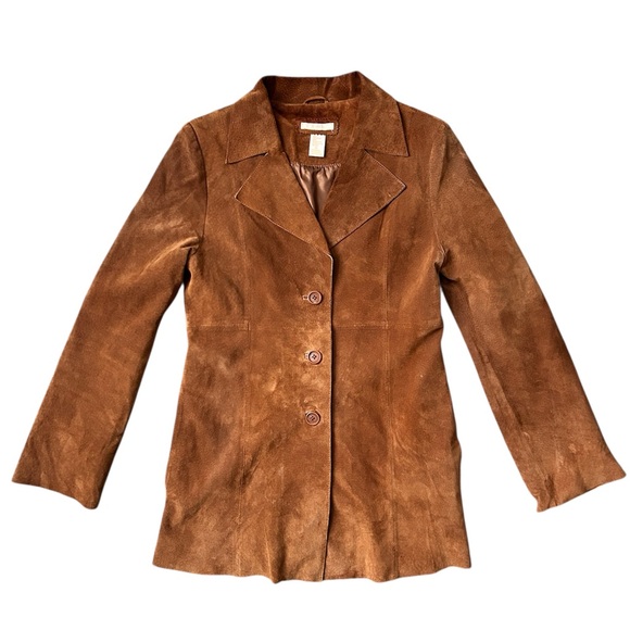 Vintage Forever 21 Y2K Brown Suede Leather Women’s Blazer size Medium - Picture 4 of 9